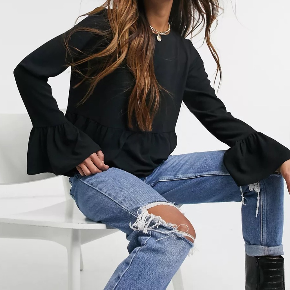 ASOS LONG SLEEVE SMOCK TOP